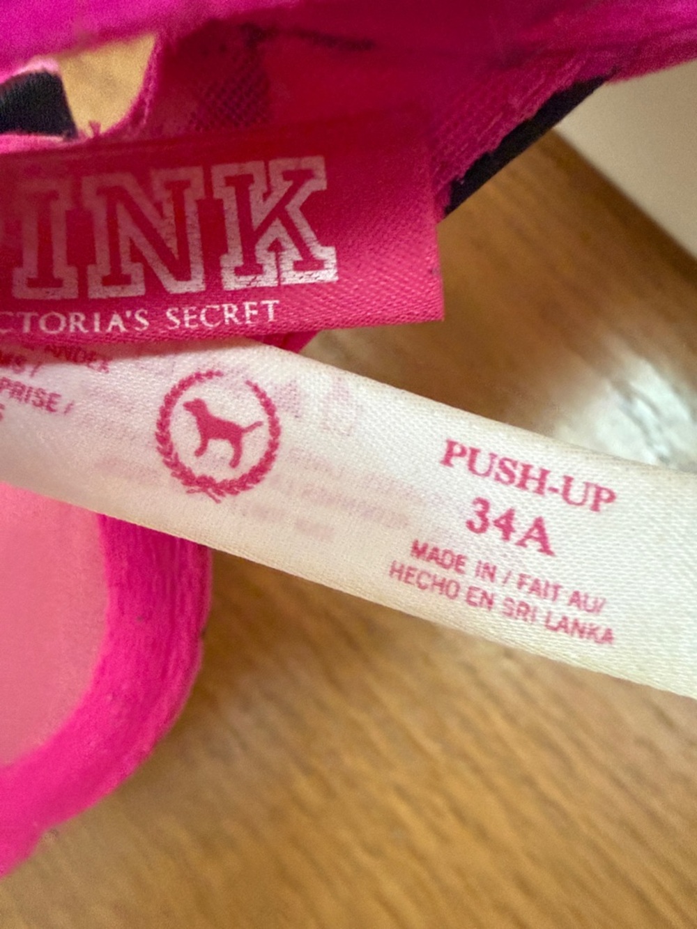 PINK Victoria's Secret Hot Pink & Black Leopard Push-Up Bra - Picture 6 of 6